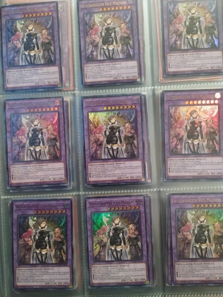 TheGotthard's tweet photo. Finally completed the Witchcrafter Vice-Madame Yu-Gi-Oh card page.

9 in total!

Best card hands down! https://t.co/6LeGfMlaNK