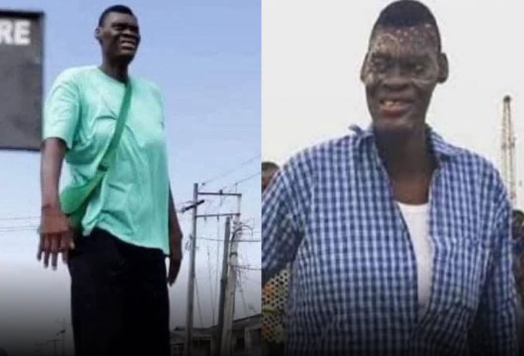 FineReporter's tweet photo. Per reports, the tallest man in Nigeria, Afeez Agoro Oladimeji, has passed on at 48. He stood 2.24m (7ft 4in) tall. https://t.co/vjxX0HlYN5