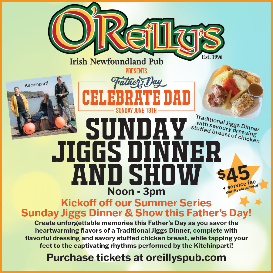 Celebrate Dad this Father's Day while savoring a heartwarming meal at O'Reilly's Sunday Jiggs Dinner and Show!🎶🎉

Book your tickets now! eventbrite.ca/e/sunday-jiggs…

<a href="/HospitalityNL/">Hospitality NL</a> <a href="/DowntownStJohns/">Downtown St. John's</a> @OfficialOZFM