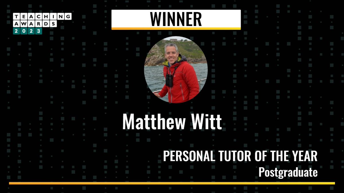 ExeterGuild's tweet photo. Our winner of personal tutor of the year (for postgraduate students) is…. Matthew Witt, congratulations Matthew! 🥳
@UofEBiosciences  #exeteachingawards https://t.co/LizaJ9NtZy