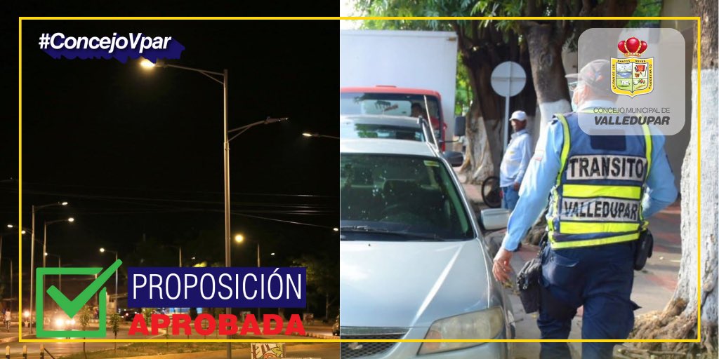 ConcejoVpar's tweet photo. #ConcejoVpar aprobó las #Proposiciones N°025 y N°026 del 2023. Citar al operador del sistema de alumbrado público de Valledupar y @SecTransitoVpar, para conocer cual es la proyección en la inversión de los recursos para la mejora, optimización y actualización del servicio. https://t.co/L6JfUtKKdW