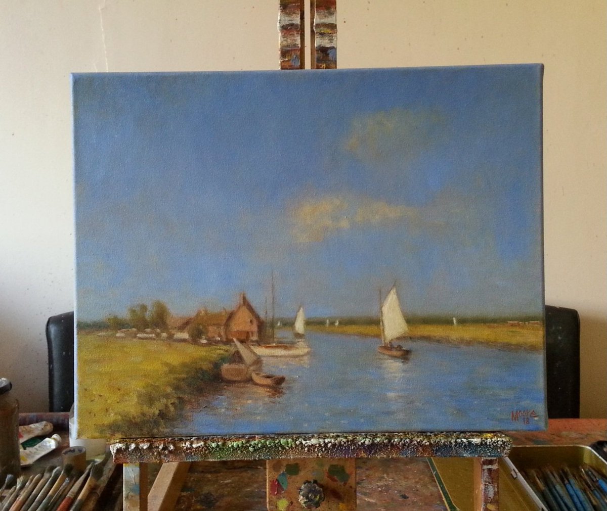 Summer on the Norfolk Broads after Seago 
Oil painting