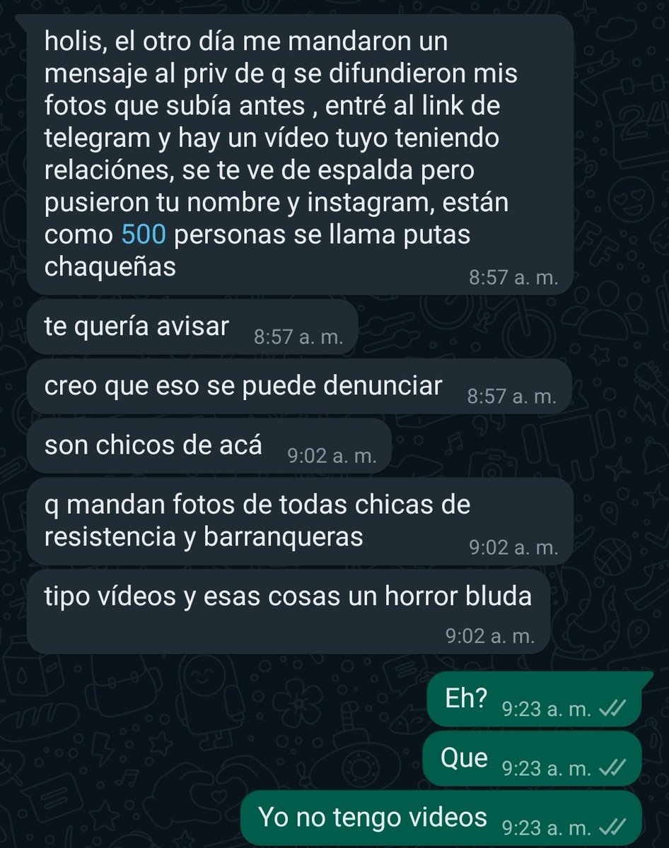 LudHilbert7's tweet photo. A las chicas d Chaco, quiero que sepan que ese no es el único grupo, hay otro que se llama CHAQUEÑAS🔥 y debe haber mil grupos más así. Arranco, hace 1 mes (maso) o 2 me escribe una amiga diciéndome lo siguiente, a lo que yo me quedé en shock pero a la vez estaba tranquila porq+ https://t.co/7GZuTjjWQ6
