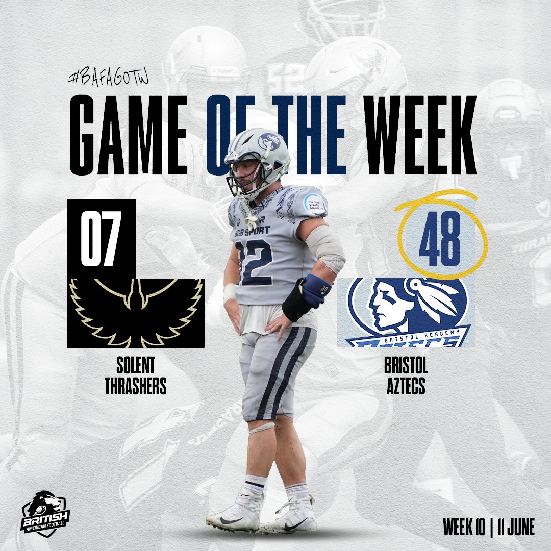 Aztecs cook up a storm on the South Coast

Led by two rushing and one receiving touchdown from Great Britain tight end Sean Cook, the <a href="/BristolAztecs/">Bristol Aztecs</a> came away 48-7 winners in Week 10’s #bafaGOTW against the <a href="/SolentThrashers/">Solent Thrashers</a>

#BritishAmericanFootball #Britball