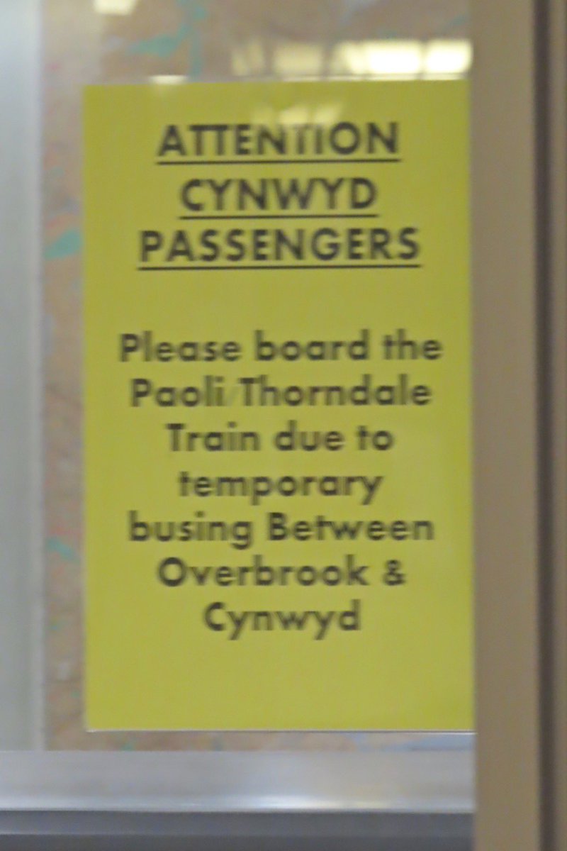 jacorbett7022's tweet photo. SEPTA Cynwyd has regular after-hours display, but other signs for where to go at Suburban Station. #I95Collapse https://t.co/kKpxYPxIh4