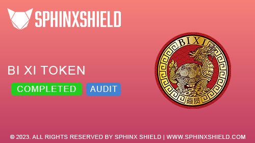 SphinxShield's tweet photo. 🔒Audit Update: @bixitoken

We're delighted to announce the completion of the second audit for Bi Xi Token by SphinxShield! 🎉

🌐 Explore the Bi Xi Token project on our website: 👉 https://t.co/w8obnARVQu

#BiXiToken #AuditUpdate #CryptoSecurity #SphinxShield https://t.co/rGheOXhI4p