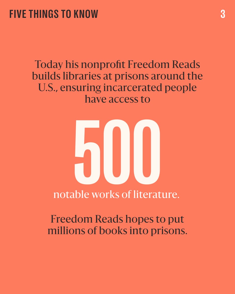 In 2020, Dwayne founded @million_book, a nonprofit that installs 500-book 'Freedom Libraries' in prisons across the U.S., with the goal of bringing the liberatory power of literature to people who are still incarcerated.