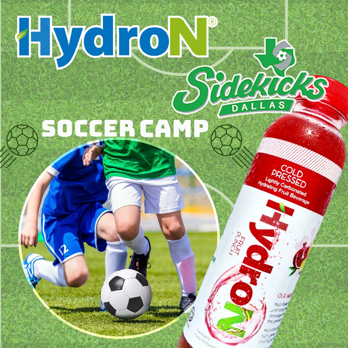 drink_HydroN's tweet photo. We will be at @soccerspectrum on the last day for @gosidekicks Summer Soccer Camp! ⚽️🏃We hope to see you there! 😉
Stay hydrated! 🥤💦
#letsgokicks #drinkhydron #hydronation #hydration https://t.co/XfCNTU3K2I