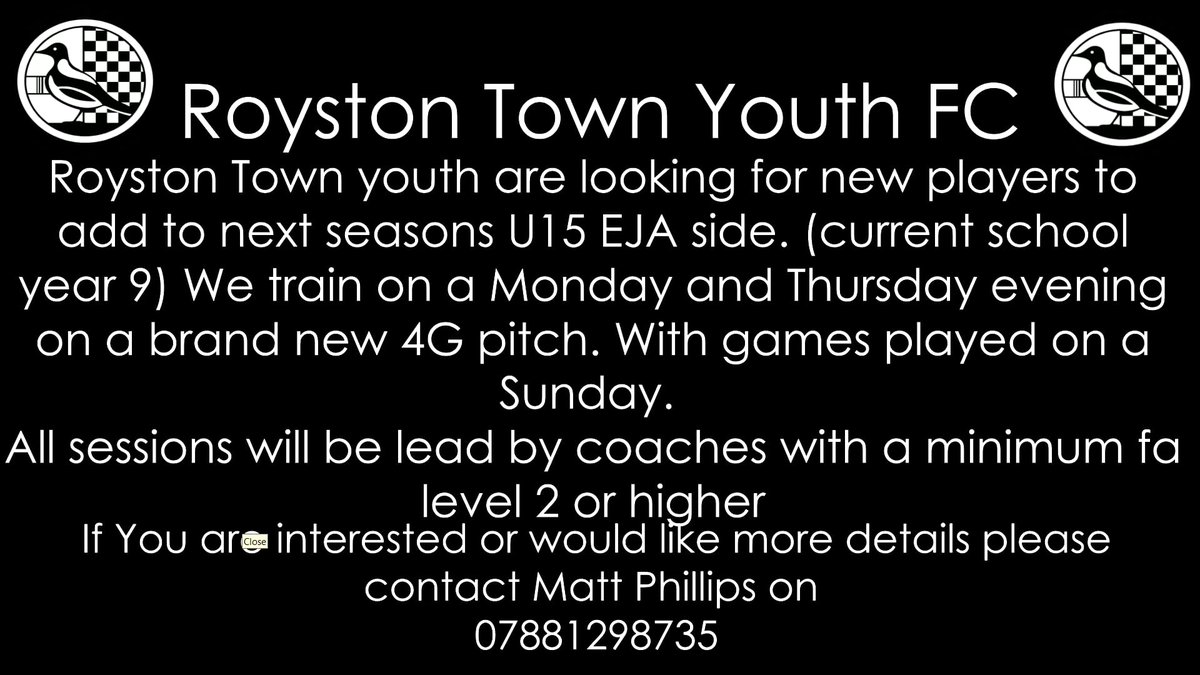 matthewp199's tweet photo. @roystontyouthfc are looking for players to join us next season in the @EJALeague https://t.co/JENCccuujA