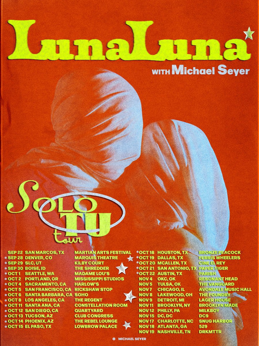 LunaLunaBand's tweet photo. BACK OUTSIDE WITH MICHAEL SEYER 

Tix: https://t.co/bwfXfukKc3 https://t.co/bNlmVEXHgN
