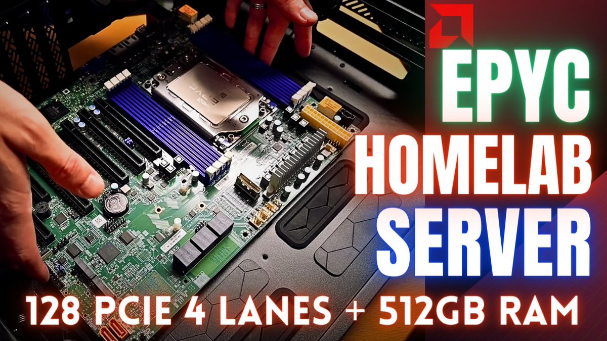 Homelab server based off #AMD EPYC 7302 CPU + @Supermicro_SMCI H12SSL-i motherboard to get fully capable PCIe4 #homelab server to run multiple PCIe devices at full speed w/o standard desktop limitations. Cheapest way to a 64 core 128 thread MONSTER ‼

youtu.be/jrCpZnsiRaM