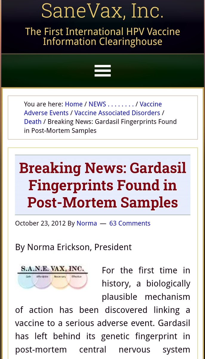 'For the first time in history, a biologically plausible mechanism of action has been discovered linking a vaccine to a serious adverse event. Gardasil has left behind its genetic fingerprint in post-mortem central nervous system samples of two girls who took this vaccine. Two…