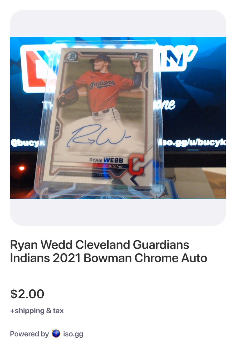 Ryan Wedd Cleveland Guardians Indians 2021 Bowman Chrome Auto #cwmarket 9178: Follow and reply with #cwmarket to claim and purchase! @CrackinWax https://t.co/l8iYZjDMAp