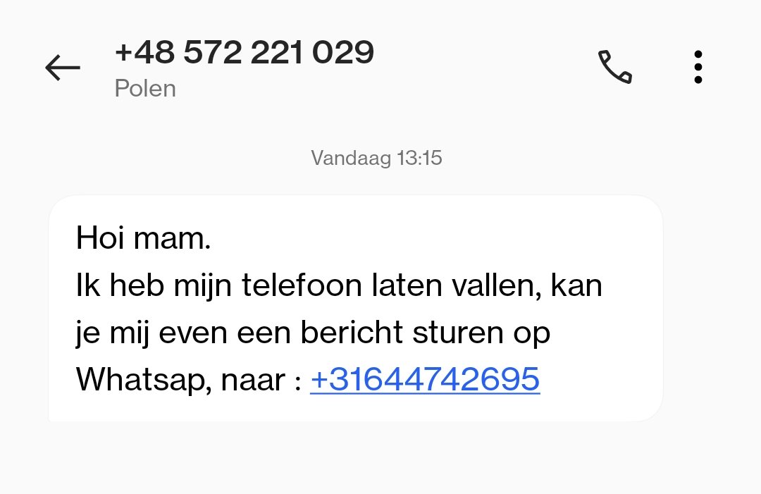 Blijkbaar heb ik een kind in Polen??

#whatsappfraude #31644742695 #fraude #trapernietin