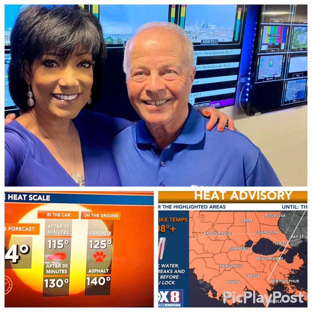 LizReyesFOX8's tweet photo. Hello #Bobbreck . As we were getting ready for 4pm @FOX8NOLA #News #nola - look who stopped in at our cool air-conditioning Newsroom today on this day with #hightemps . Always great to get visits from @BobBreckFOX8 @lizreyestv https://t.co/OZjnG94cg5