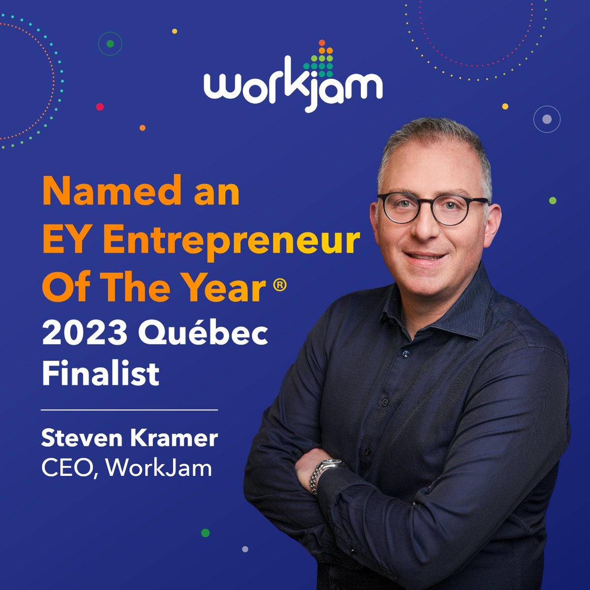 WorkJam's tweet photo. We’re thrilled to announce that our CEO & Co-Founder
@StevenHKramer has been announced as an
@EYnews Entrepreneur Of The Year® 2023 Québec finalist! 👏
Read more here: https://t.co/ALLUcVPcio
#WorkJamYourWorkplace #FutureOfFrontline #EYEntrepreneurOfTheYear2023 https://t.co/BjbsWGktGY