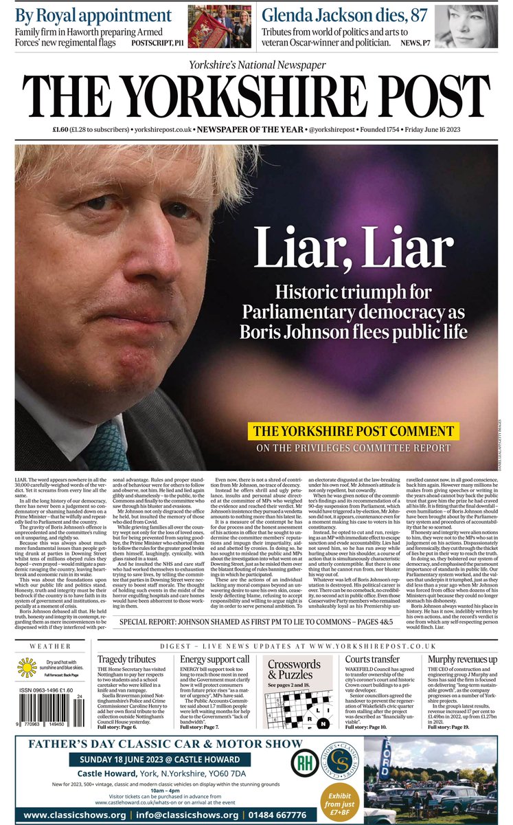 sgfmann's tweet photo. Yorkshire Post: Liar, Liar  #TomorrowsPapersToday https://t.co/nnsiiMxUBU