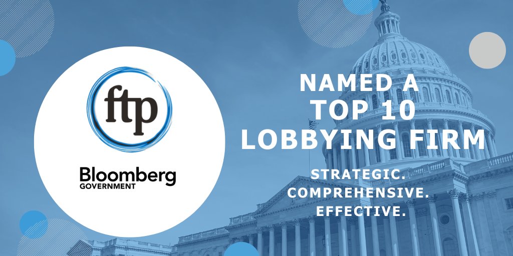 🎉For the 4th year running, FTP has been named a top 10 performing lobbying firm by <a href="/BGOV/">Bloomberg Government</a> out of nearly 400 competitor firms, building on years of consecutive gains for our government relations practice as we continue to deliver wins for our clients. 🎉 bit.ly/3Pil455