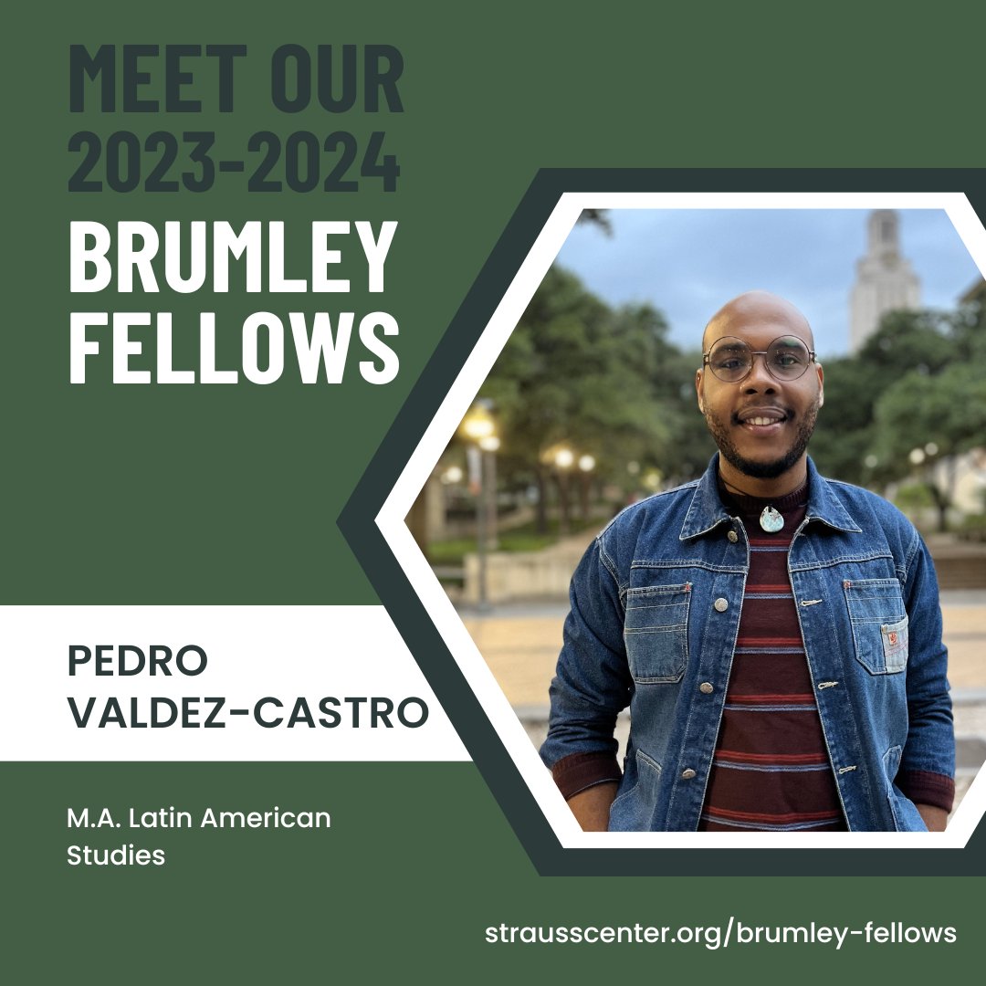 StraussCenter's tweet photo. Meet the 23-24 #StraussBrumley Fellows: Pedro Valdez Castro
Pedro is an M.A. Latin American Studies student researching transit experiences of Afro-Caribbean migrants on the U.S./Mexico border.
Excited to work with you, Pedro!
https://t.co/JwcUiBJNKr
#StraussCAMPI https://t.co/lG7YLg70QS