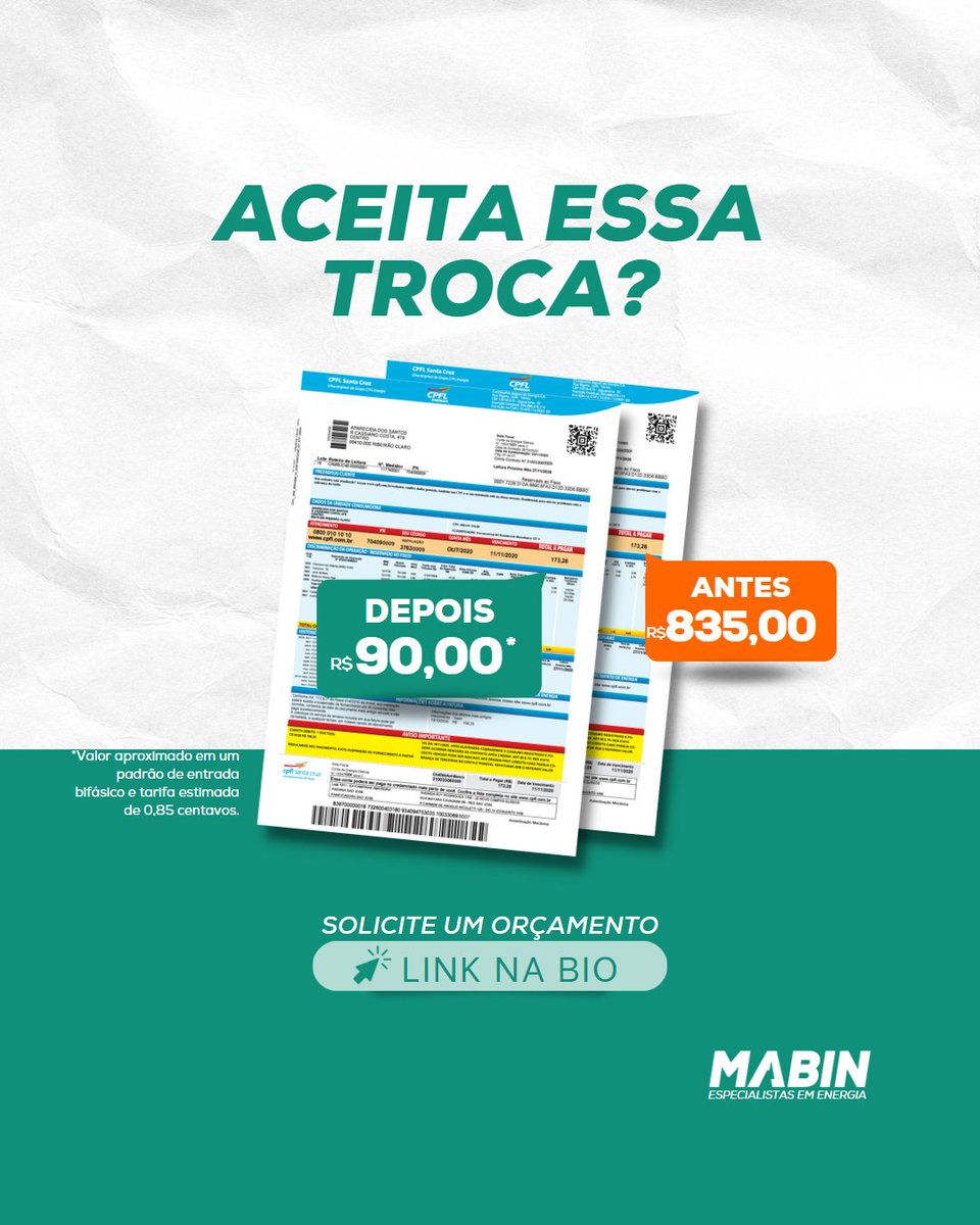 Você trocaria? 👀

#mabin #energiasolar #energiafotovoltaica #sistemafotovoltaico #modulofotovoltaico #painelsolar #economia #energiaeletrica #investimento