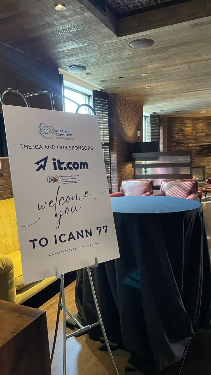 ICADomains's tweet photo. An immense thank you to all our guests and our sponsors @get_itcom and @stevanLieberman for making 'Drinks with the ICA' at #ICANN77 a resounding success! ๐ฅ Your presence lit up the Dignitary Bar and made the evening truly memorable. Until next time! #ICAEvent #domains #ICANN https://t.co/DkQCxhw0zg