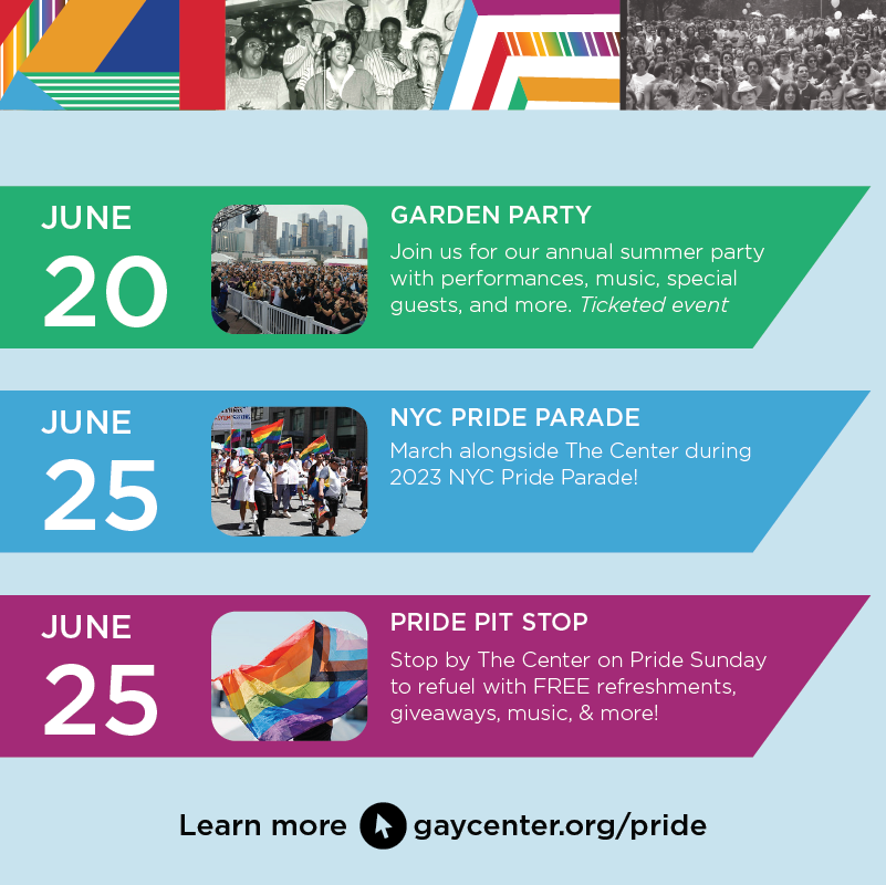 LGBTCenterNYC's tweet photo. Don't miss out on our fun Pride events this year! Visit https://t.co/rUmfSv0aIm to get updates and register for a film screening, art exhibition, and more!

#CenterPrideAt40 #PrideAtTheCenter https://t.co/wohAX0zljG