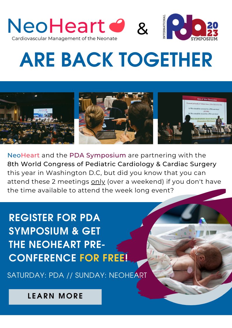 NeoHeartSociety's tweet photo. Want to attend #neoheart pre-conference for FREE? Make sure you’re on our email list (DM us!) before the campaign goes out tomorrow! 

#neotwitter #MedTwitter #MedEd #pda #echo https://t.co/VdFsmx2jA7