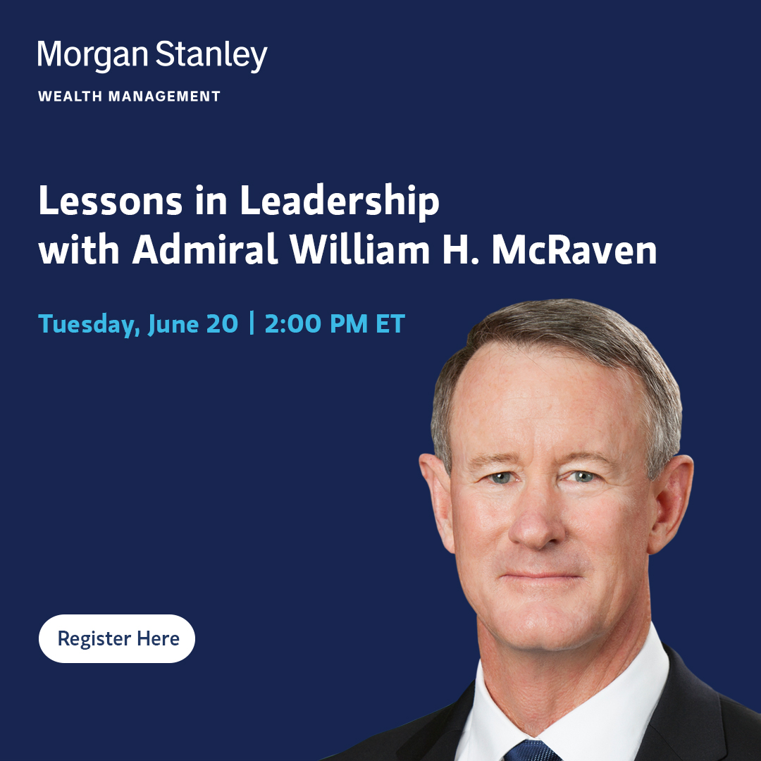 Wondering what wisdom a “Bullfrog” has to offer? Join us June 20 to hear from Four-Star Admiral William H. McRaven, U.S. Navy (Ret.) who earned this title in 2011 for being the longest-serving Navy SEAL and “frogman” on active duty. morganstanley.webcasts.com/starthere.jsp?…