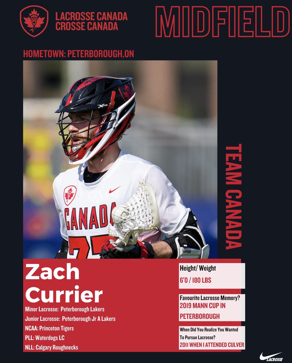 CanadaLacrosse's tweet photo. Peterborough native Zach Currier has had quite the career up to date. He has become a superstar of both the field and box game. Expect Zach to be a loose ball vacuum while also pitching in on the scoresheet in San Diego. https://t.co/1WCa92jYxn