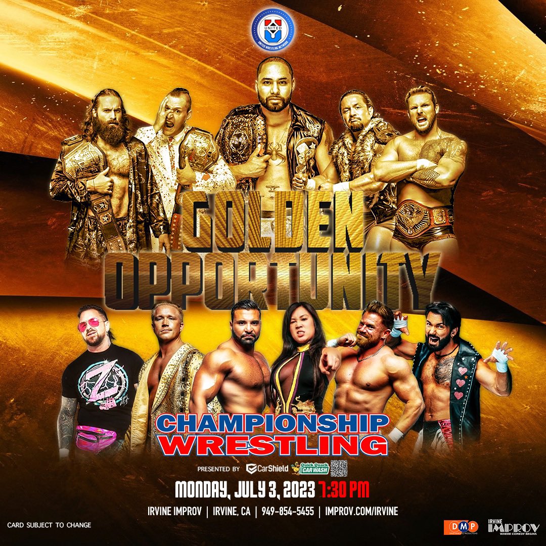 legitdhill's tweet photo. BIG NEWS coming for the @unitedwrestling WORLD HEAVYWEIGHT & HERITAGE Title Matches at #GoldenOpportunity
Already announced:
WORLD TAG TITLES
#TMZ's @checabrera_ & @ShaneTMDK π#BeefCandy
TV TITLE - BODEGA STREET FIGHT
@ItsJackBanning π@Papo_Esco
Stay tuned @CWFHollywood https://t.co/MTGWp6nICj