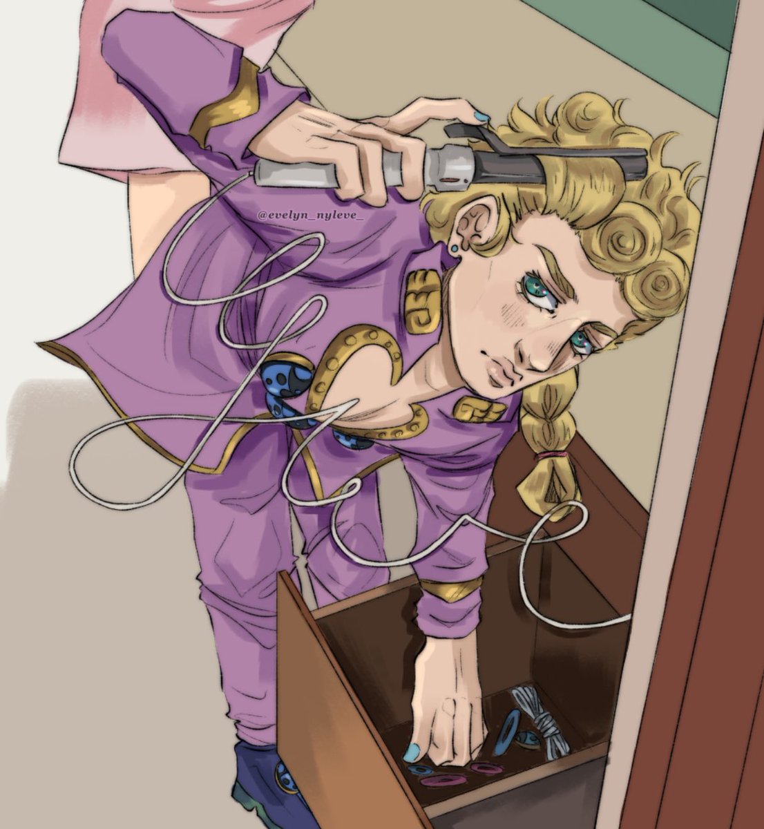 Giorno doing everyday activities >>> 
(Part of a WIP I’ll probably never finish 😭) 
#GiornoGiovanna #GoldenWind <3