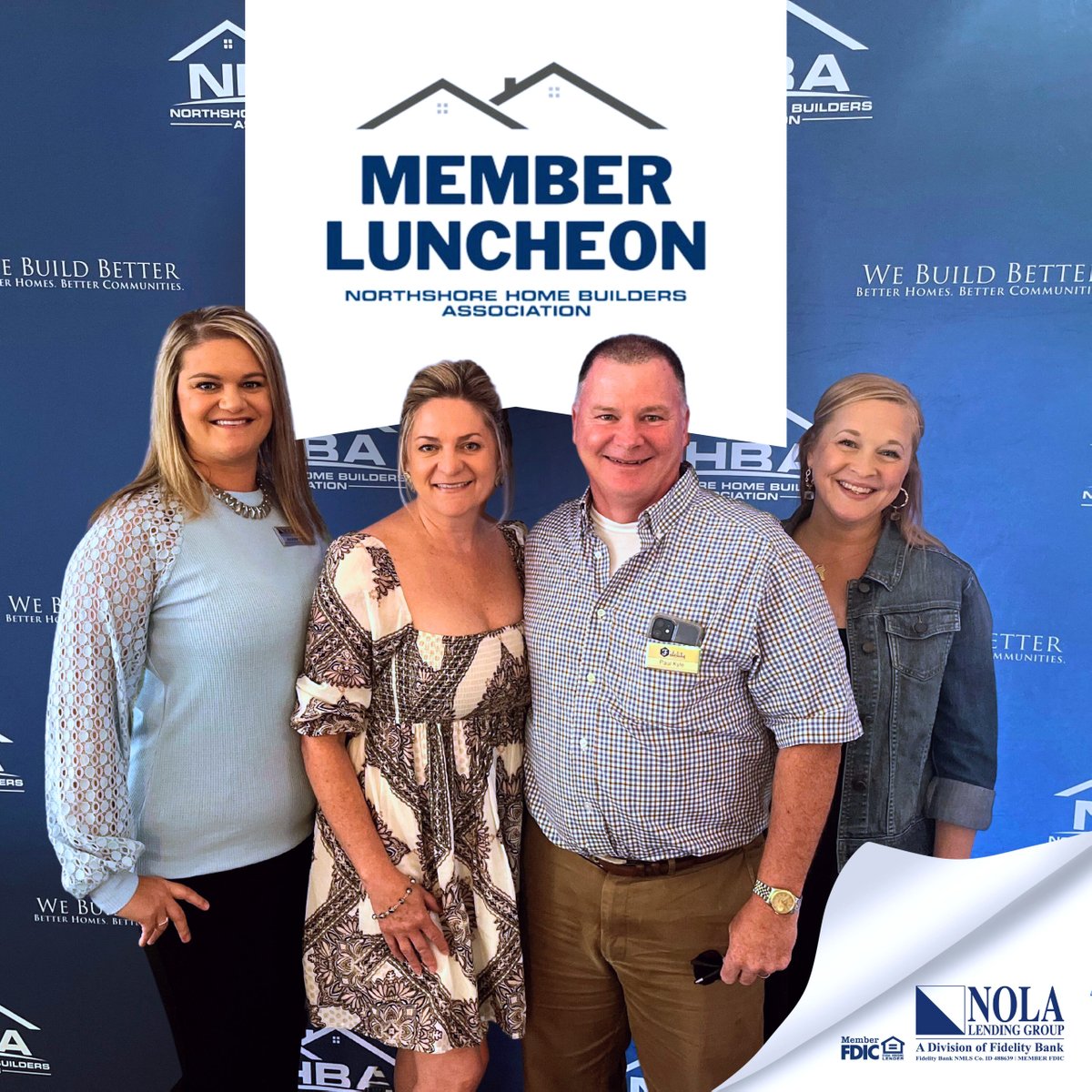 Members of the #NOLAFam took part in the Northshore Home Builders Association Member Luncheon earlier this week! Jennifer, Leigh, Paul, and Stephany had a blast networking and staying up-to-date on the home building industry. #HereForGood