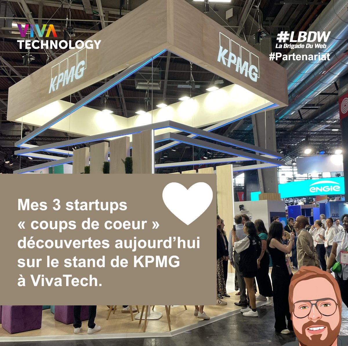 Pourquoi j'étais aujourd'hui sur le stand de
<a href="/KPMG_France/">KPMG France</a> à #VivaTech ?
Pour découvrir des startups et innovations..  
Mes 3 "coups de coeur" du jour 2 : 
1. #Cohort
2. <a href="/hap2_u/">HAP2U</a> 
3. <a href="/ScoreCapital/">Green Score Capital</a> 
➡ Explications sur LinkedIn 
linkedin.com/posts/camillej… 
#VivaKPMG