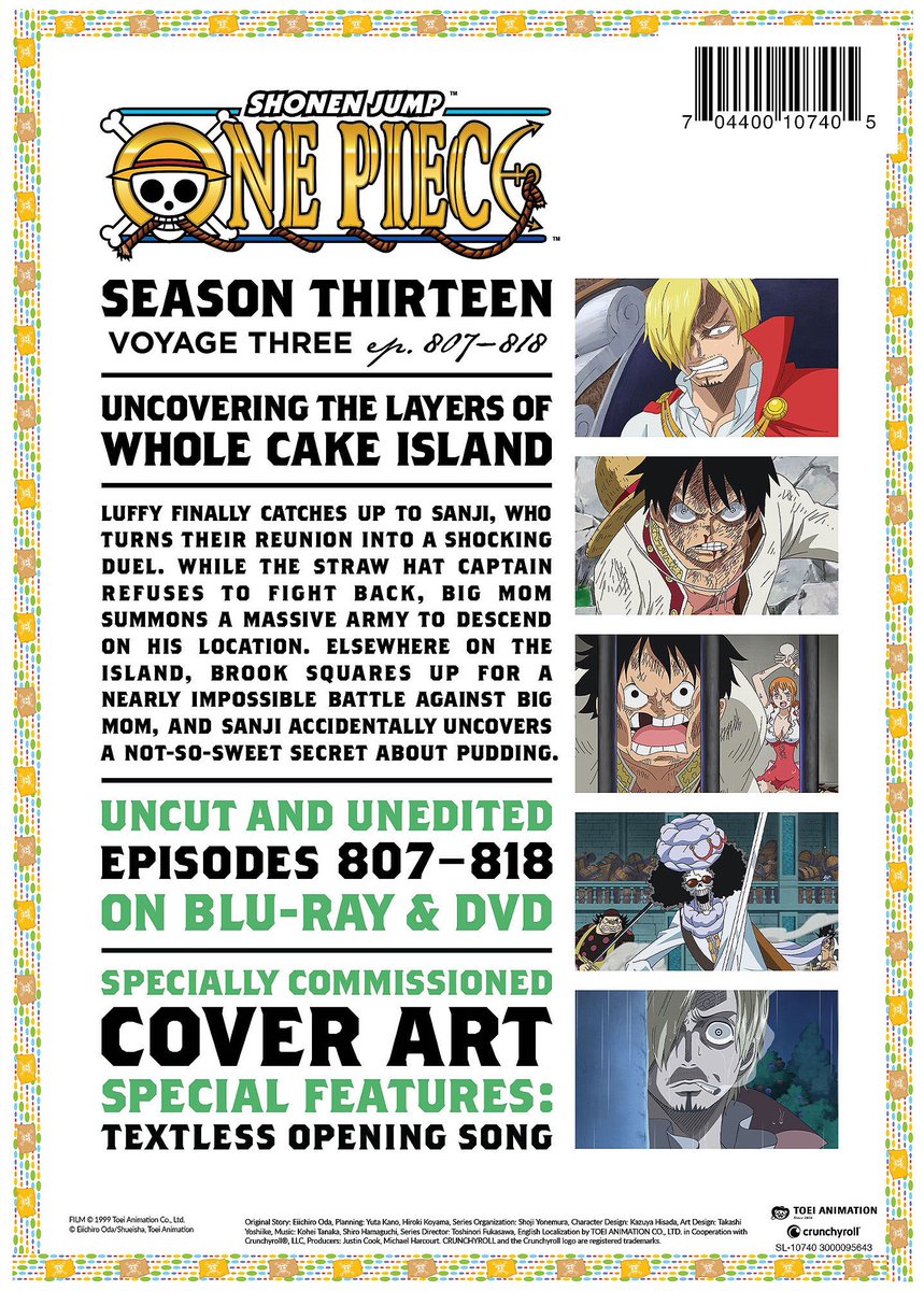 One Piece US on X: Who's ready for more Whole Cake Island dubs?? 🍰👀 #OnePiece  Season 13 Voyage 3 (Eps 807-818) is NOW streaming on @Funimation 🙌 WATCH:    / X