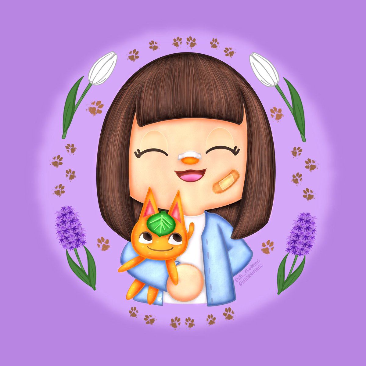 isidrawings's tweet photo. Pfp commission with Tangy &amp; the art print! 💜🌷🐱🍊

#acnh #animalcrossing #acpc #pocketcamp #ProcreateArt #ACNHDesigns #acnhcommissions https://t.co/3pxyUFEf3b