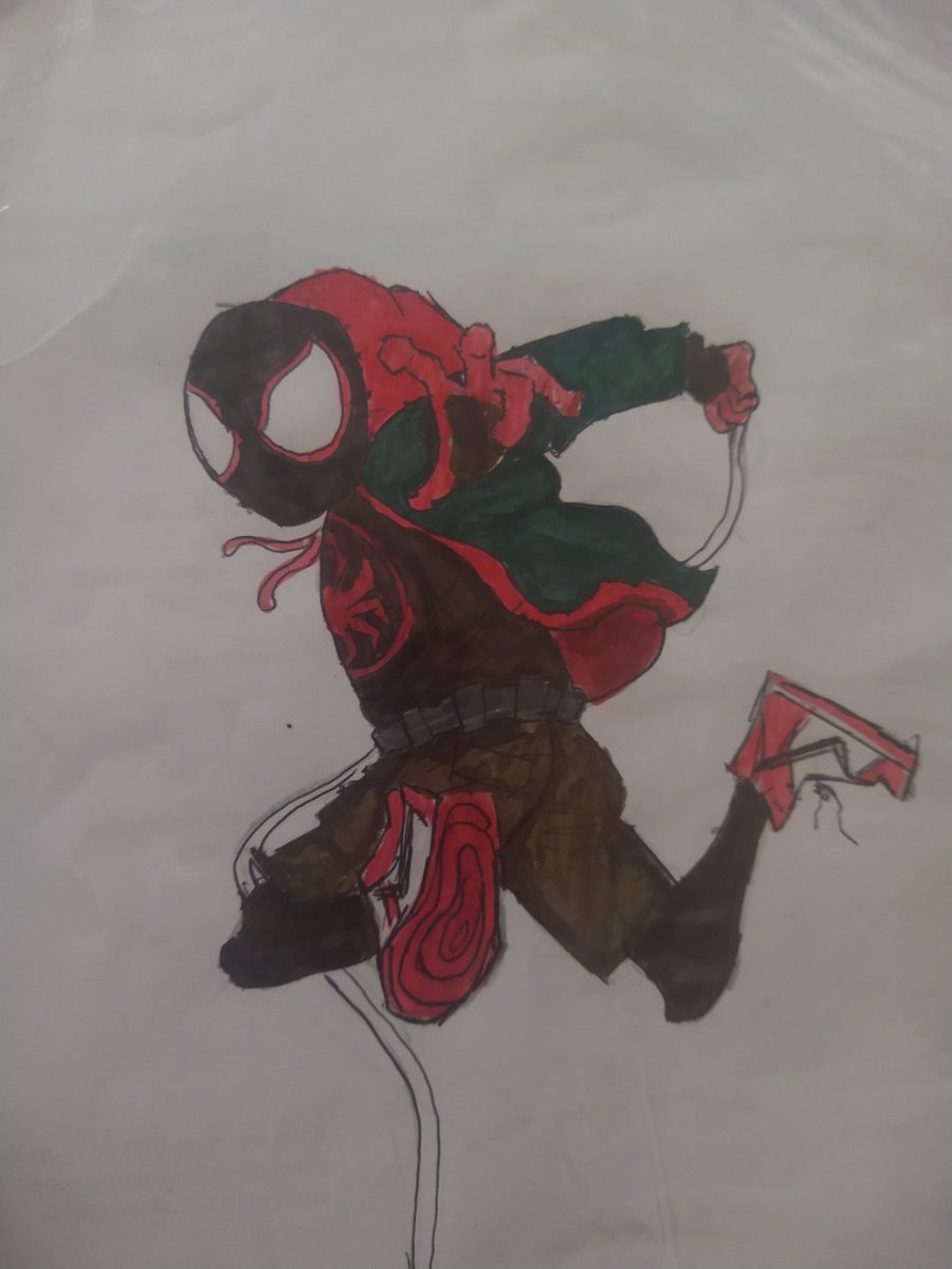 Thanks for the rt <a href="/hombreoctubre/">jesusalonsoiglesias</a> My 10yo is loving the reactions his drawing  had and now he's drawing non-stop ✨ thanks for the motivation and thank you all for the kind comments #SpiderVerse #MilesMorales #fanart #spidermanintothespiderverse