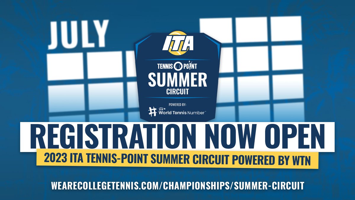 Week Four Registration Is Now Open ☀️

Play on college campus across the country this Summer! Week four locations and registration links can be found in the thread below!

🔗 bit.ly/3N7SOQ1 (More Info) 

#WeAreCollegeTennis | #ITASummerCircuit