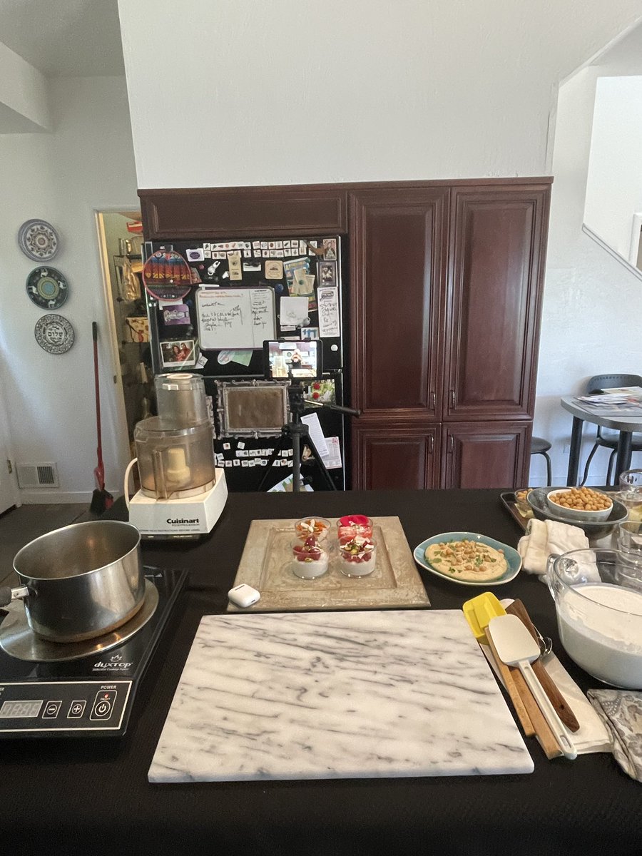 blogappetit's tweet photo. My set up for today’s #52shabbatscookbook zoom cook along for @MayersonJCC — Turkish #Coconut #Pudding and Almost Homemade #Hummus.Hosts will be making the dishes for their #Cincinnati community #shabbatdinners! @CBS_Oakland @JewishBook #jewishfood #cookbook #globaljewishkitchen https://t.co/Zw62dDuPNX