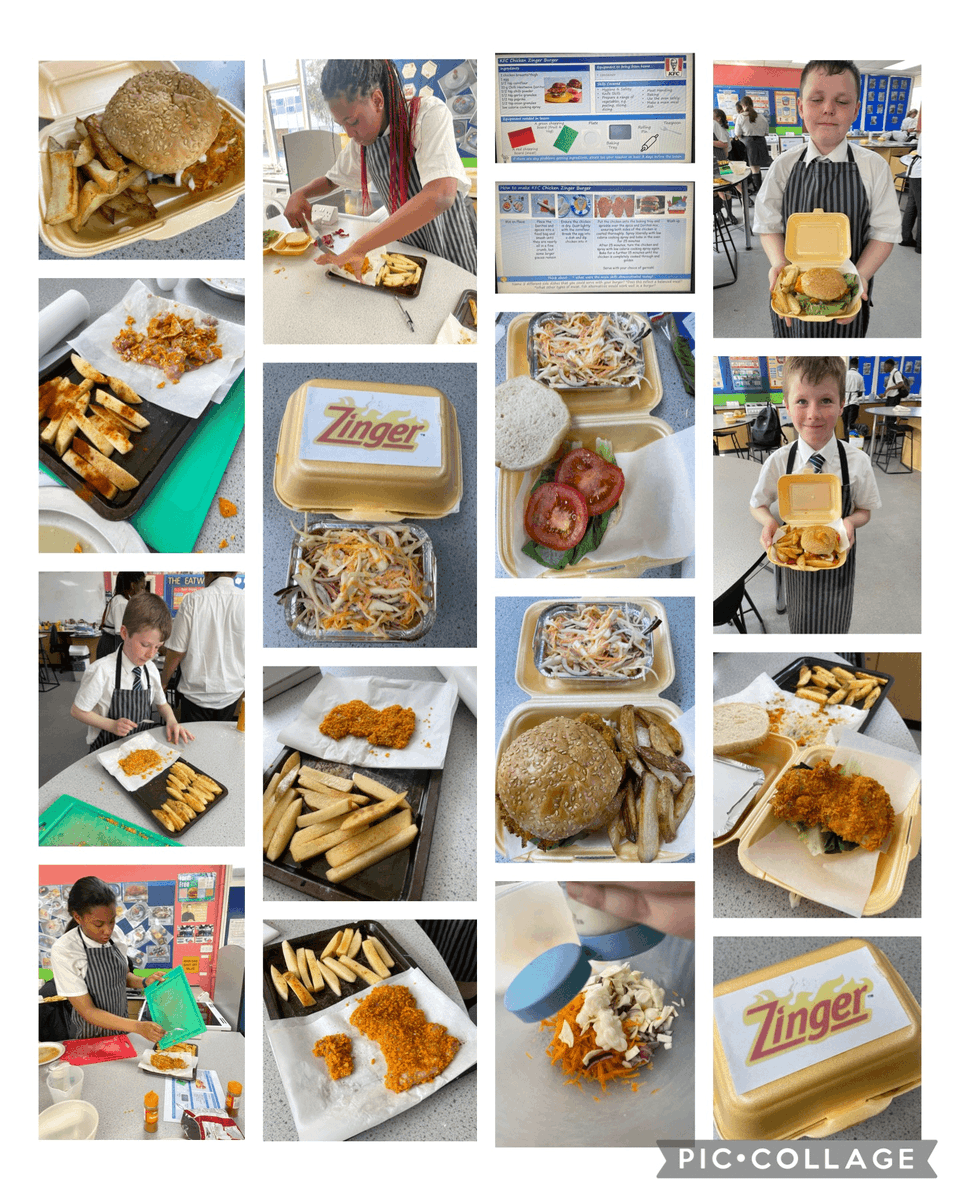 This week, students had fun at Cookery Club making a KFC Fakeaway....... KFC Zinger Burger with sides of Chips and Slaw!

They all produced amazing food and would certainly give Colonel Sanders a run for his money!

Well done everyone!

👩‍🍳 👨‍🍳 😋 🍔 🍟