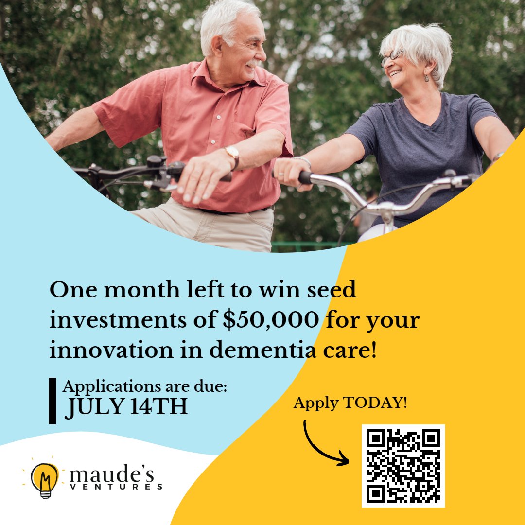 maudesventures's tweet photo. Scan the QR code or visit https://t.co/9Z3FTSsw9B to submit your new #idea, #tool, #program, or #technology in #dementiacare for your chance to WIN! https://t.co/nIo1VSZaTf