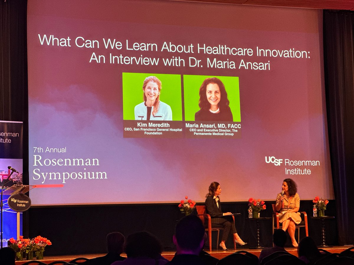 KimMeredith1's tweet photo. I’m so honored to have joined about 100 health care leaders at the UCSF Rosenman Symposium and to moderate a discussion with Dr. Maria Ansari to learn about her priorities in investing in the workforce, focusing on patients, getting better outcomes, and lowering healthcare costs. https://t.co/Wy3rX8K3CY