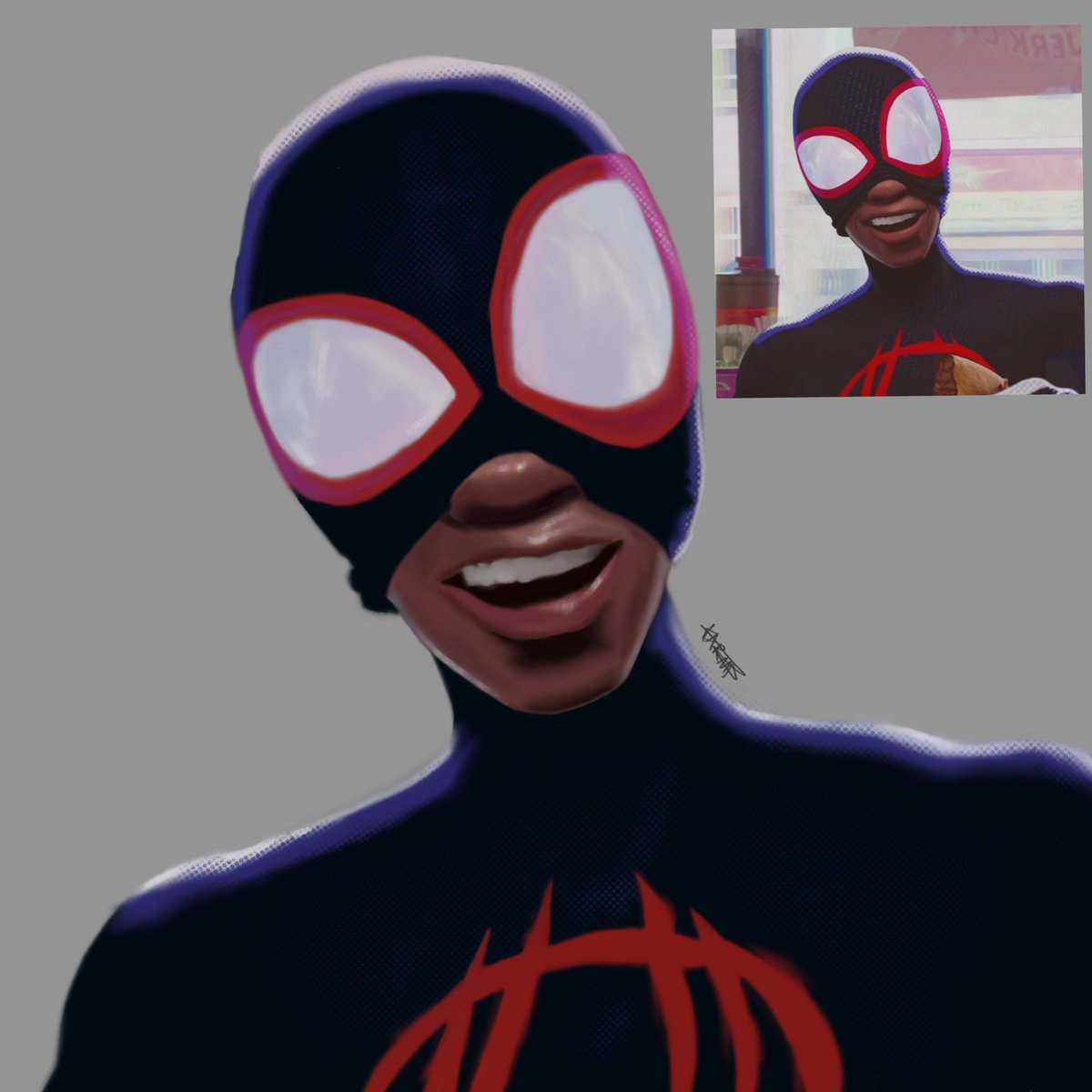 karkives's tweet photo. coloring practice 🕸️ #Spiderman #SpiderManAcrosstheSpiderVerse #MilesMorales https://t.co/DONci1KYBa