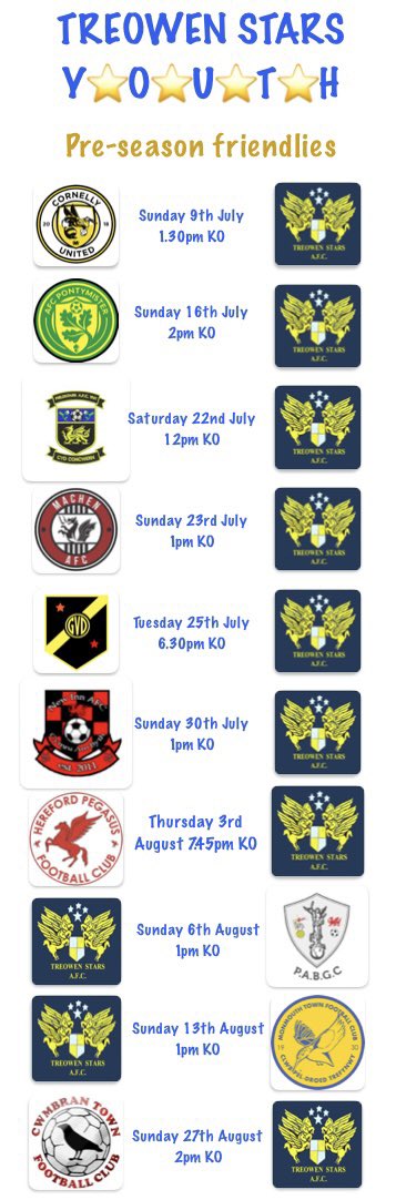 Youth preseason games programme all organised and it’s a very exciting set of games for our two teams now in our youth section - U18s & U19s - to get experience in and enjoy!!😎
#starsyouth #vivalastars #strengthinnumbers