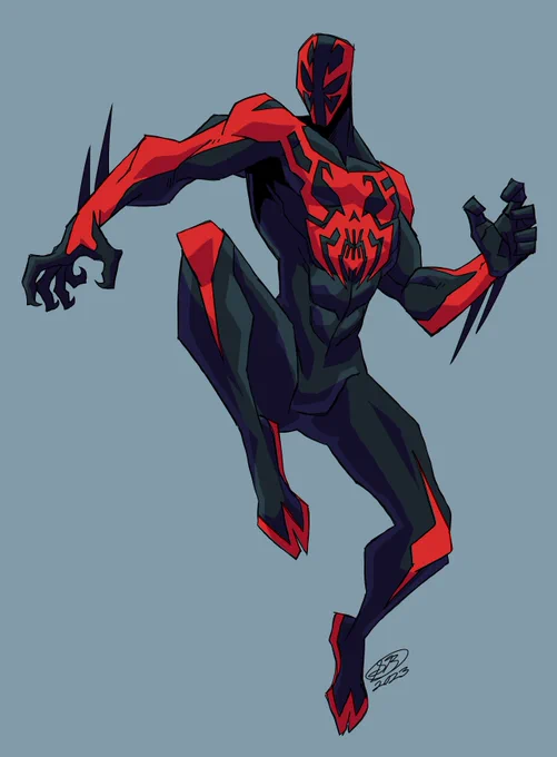 Alright Updated the 2099 design And I figured out a cool way to include both color schemes Standard red and blue But a stealth red and black without the cape and glowing red bits