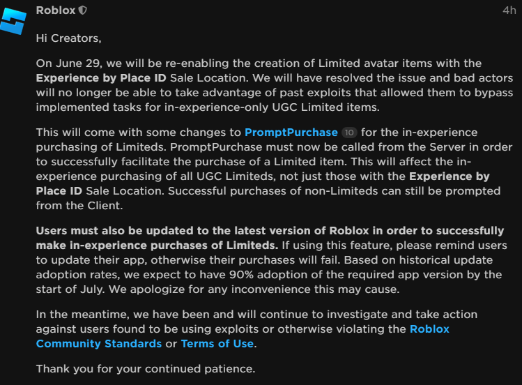 Taking Action on Copies of Roblox-Created Limiteds - Announcements -  Developer Forum