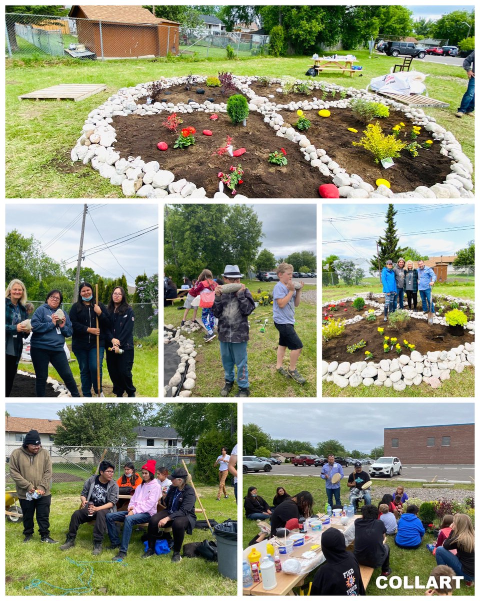 KZ Lodge working together again with @AlgonquinSchool on the new school medicine wheel #garden 🪴 ... 
Thank you @darrenlentz1 , @MrsEChilds for having us! Chi miggwetch Eder Marcel for the teachings — such a beautiful day for students! #greenschool #learningfromtheland #lpstb