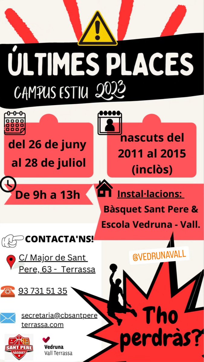 CBSantPere's tweet photo. No t'ho pots perdre!!! #basquet #terrassa #amics #esport https://t.co/8X9o0WOlkP