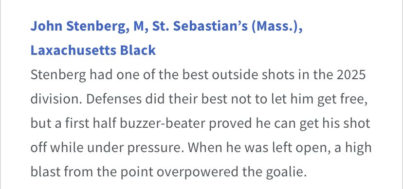 JohnStenberg's tweet photo. Thank you for the write up @Inside_Lacrosse! https://t.co/5Rui94k00P