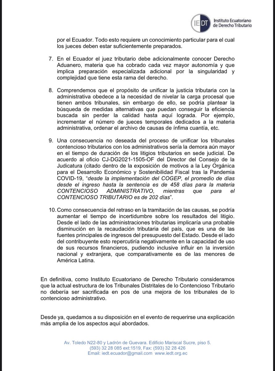 EcIEDT's tweet photo. Quienes conformamos el IEDT enviamos una carta a @teran_wilman @CJudicaturaEc (CC @LassoGuillermo @TJCA_oficial @parosemena @SRIoficialEc @SENAE_Aduana)
Defendemos la especialización de la #JusticiaTributariaECU https://t.co/4xOHyzpOhP