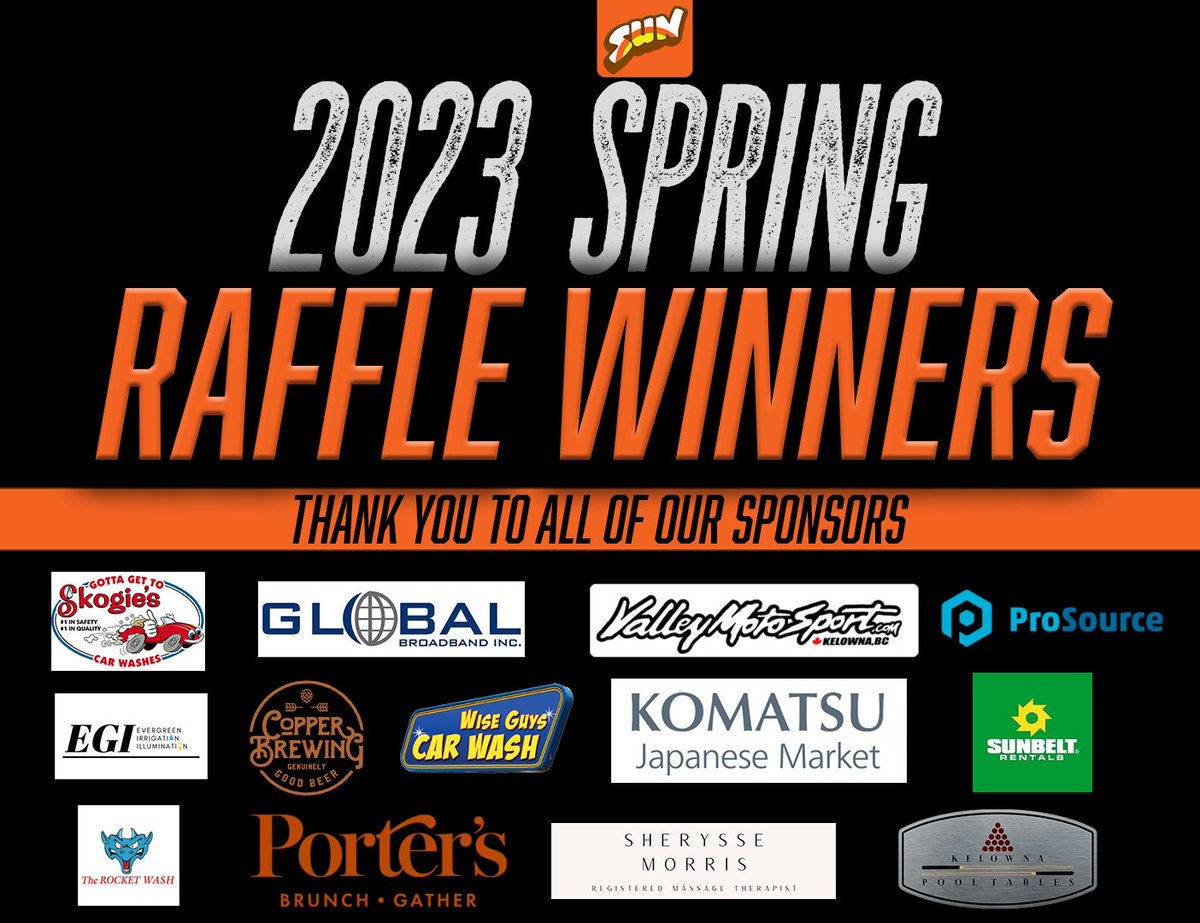 okanagan_sun's tweet photo. 2023 SPRING RAFFLE WINNERS

The Okanagan Sun Football Club would like to thank the following sponsors for helping make our Spring Raffle a great success.

Gift Basket #1                    Brian Woodyard

Gift Basket #2                    Scott Tkatchuk https://t.co/f4u9e7cwwk